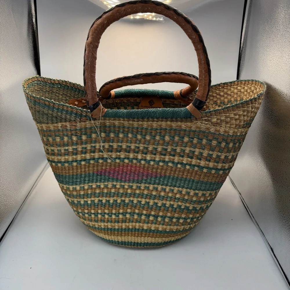 Alaffia Authentic Handwoven African Market Basket Handmade In Ghana